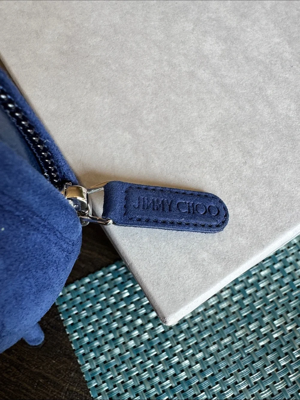 Jimmy Choo Blue Suede Stiletto Booties with Crystal Anklet